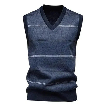 Autumn And Winter Fleece-lined Casual Dad's Diamond Vest Pullover - Meifu Market