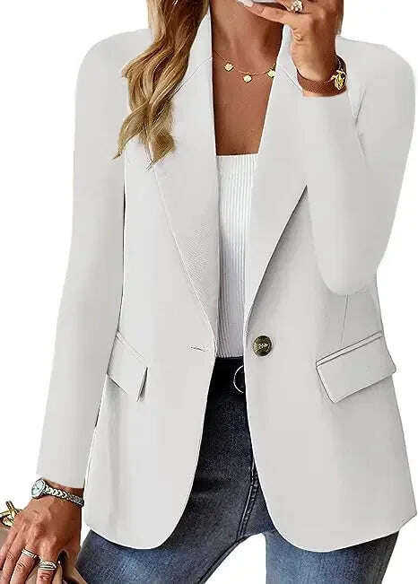 Ins Lapel Button Jacket Fashion Commuter Casual Suit Jacket Women's Long-sleeved Tops Outwear Clothing Meifu Market
