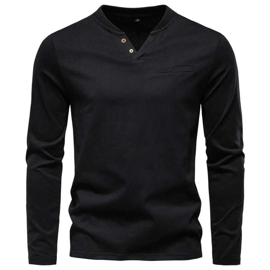 Mens V Neck Slim Fit Base Layer Shirt Khaki - back view