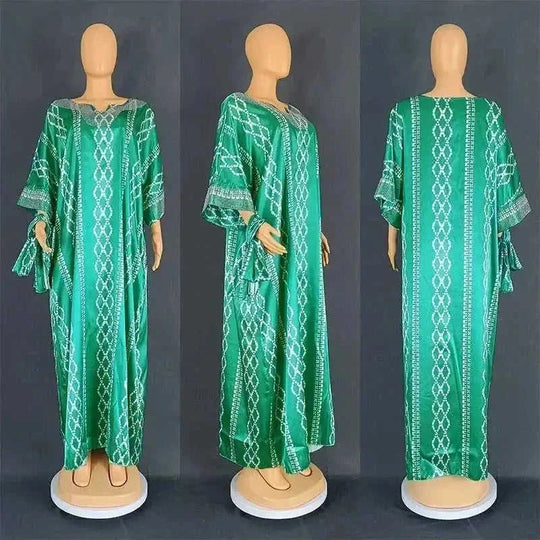 satin maxi dress set | rhinestone embellished robe | loose fit lounge dress | energy saving