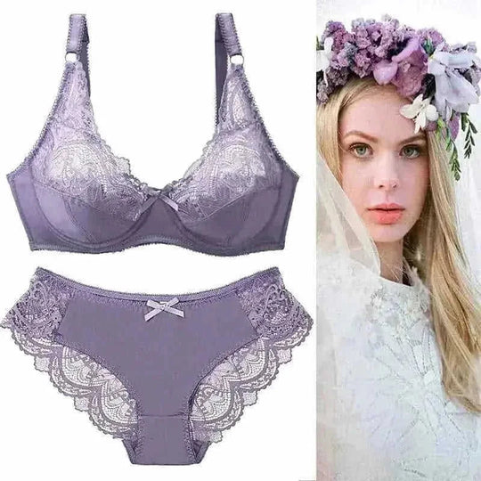 wire-free lace bra | seamless underwear set | push-up padded bra | energy saving