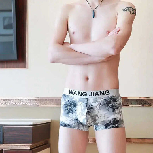 Men's Ice Silk Boxer Briefs Summer Breathable Printed Underwear Meifu Market