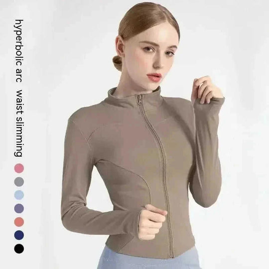 quick-dry yoga jacket | slim fit workout jacket | moisture wicking sports top | energy saving