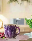 400ml Resin Crystal Coffee Mug - Elegant Mineral Design with Handle - view 8 (pattern: check)