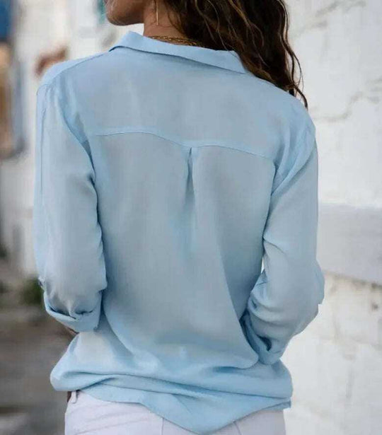 Long sleeve ladies lapel button shirt Meifu Market