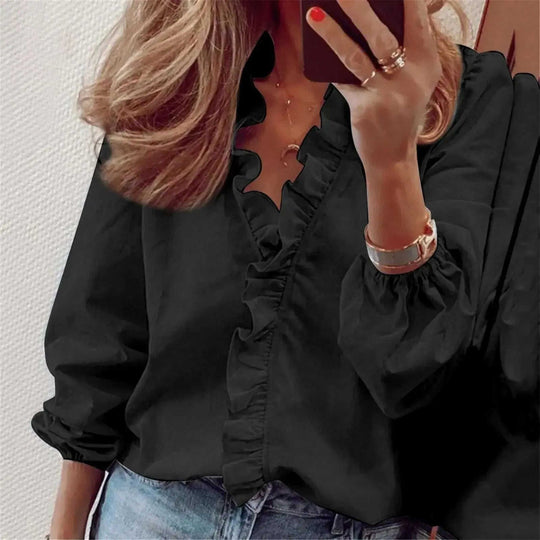 European and American new long-sleeved ruffled shirt Meifu Market