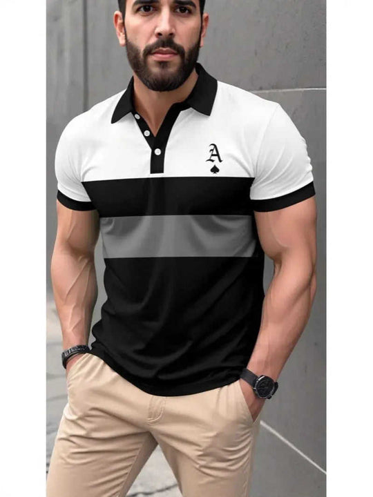 Men's 3D-Printed Short-Sleeve Polo Shirt - Bold Graphic Button-Up Top - Meifu Market