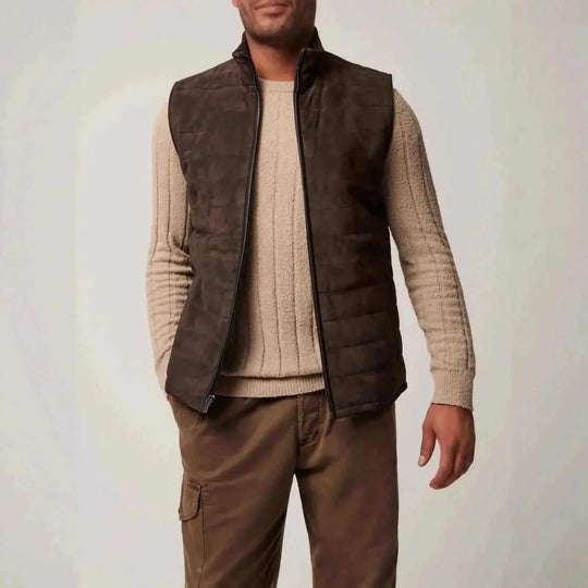 genuine leather vest | mens leather vest jacket | premium cowhide leather | energy saving