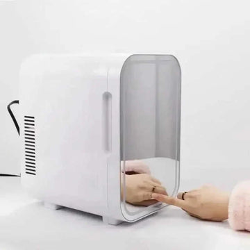 skincare refrigerator with mirror | portable beauty fridge | compact cosmetic refrigerator | ultrasonic cleaning