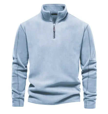 Fashion Personality Stand-collar Zippered Sweatshirt With Fleece Winter Casual Pullover Top Men's Clothing M - available s...