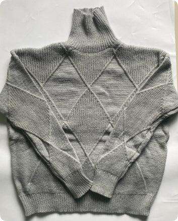 Women's Turtleneck Three-dimensional Rhombus Sweater Meifu Market