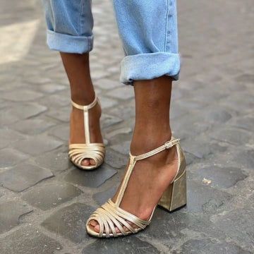 High Heel Fish Mouth T-shaped Buckle Strap Open Toe Sandals Meifu Market