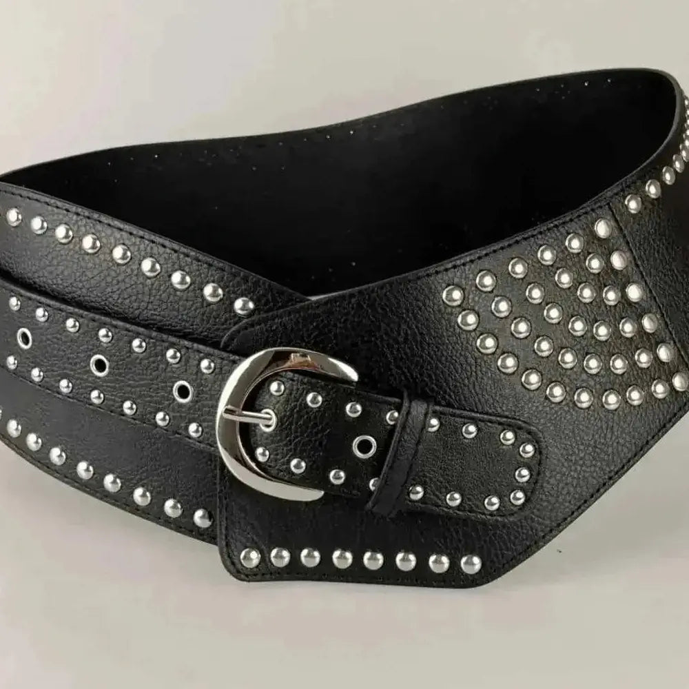 asymmetric leather belt | wide waist belt for women | genuine leather construction | ultrasonic cleaning