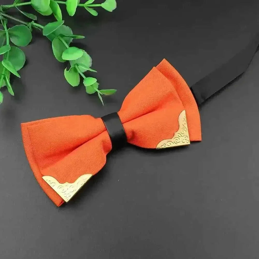 metal bow tie for men | double layer polyester bowtie | classic butterfly neckwear | energy saving