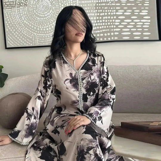 dubai printed kaftan | premium cotton fabric | long sleeve robe | energy saving