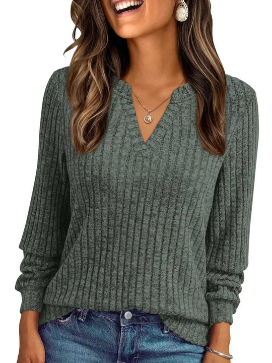 brushed cotton fabric | v-neck t-shirt | striped long sleeve top | energy saving
