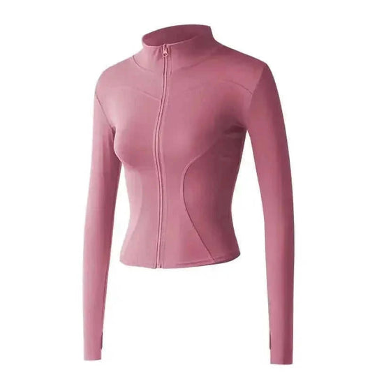 quick-dry yoga jacket | slim fit workout jacket | moisture wicking sports top | ultrasonic cleaning