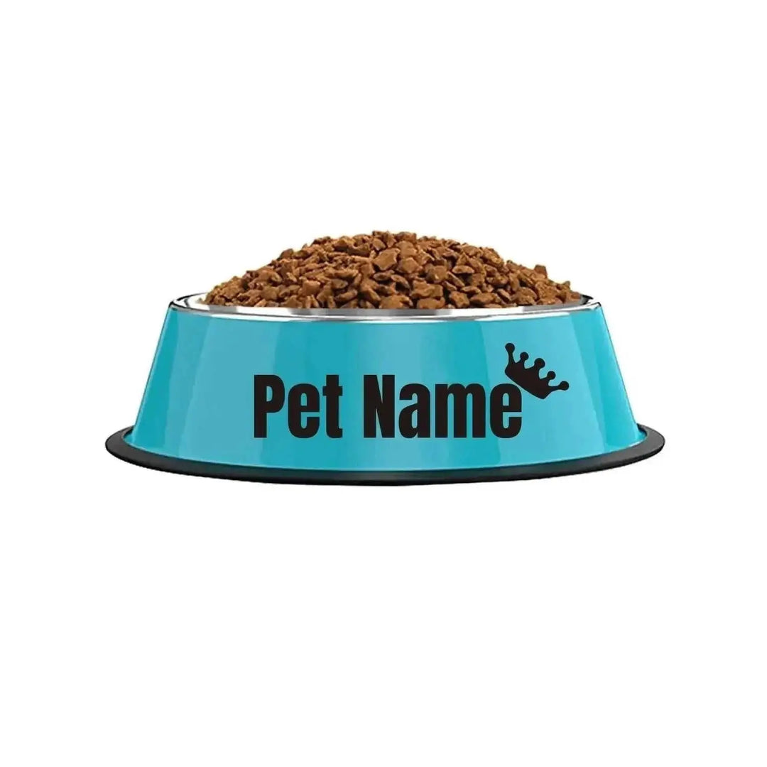 Customizable Stainless Steel Dog Bowl, Non-Slip Pet Food and Water Bowl with Personalized Name for Dogs Red-crown - color ...