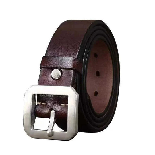 stainless-steel belt buckle | premium cowhide leather belt | heavy-duty belt for jeans | energy saving