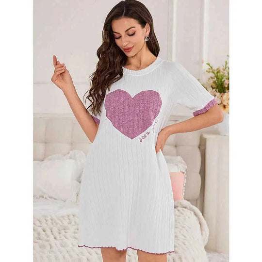 casual short sleeve pajamas | embroidered sleepwear for women | cotton blend nightwear | ultrasonic cleaning
