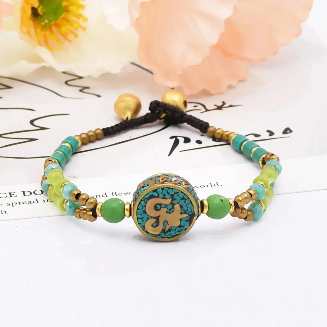 elastic turquoise bracelet | adjustable boho bangle | vintage tribal jewelry | ultrasonic cleaning