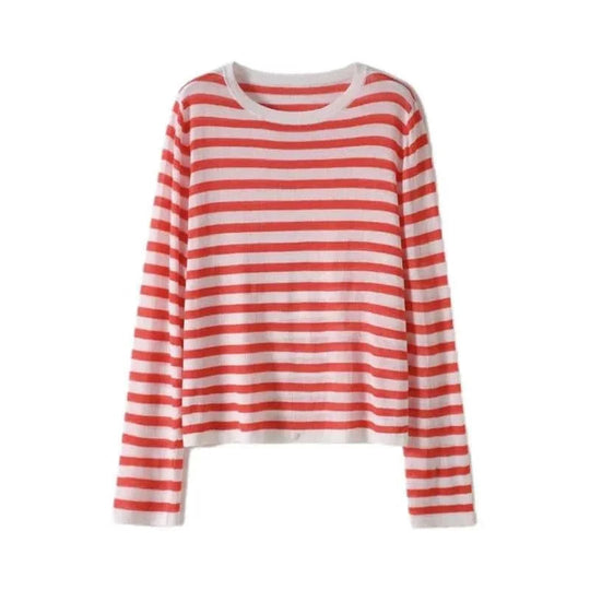 breathable cotton fabric | striped long sleeve shirt | minimalist womens top | energy saving