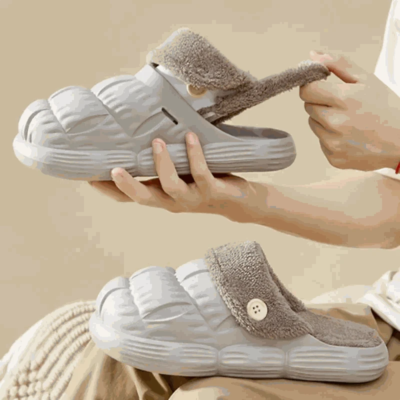 removable fuzzy slippers | waterproof house shoes | non-slip indoor footwear | energy saving