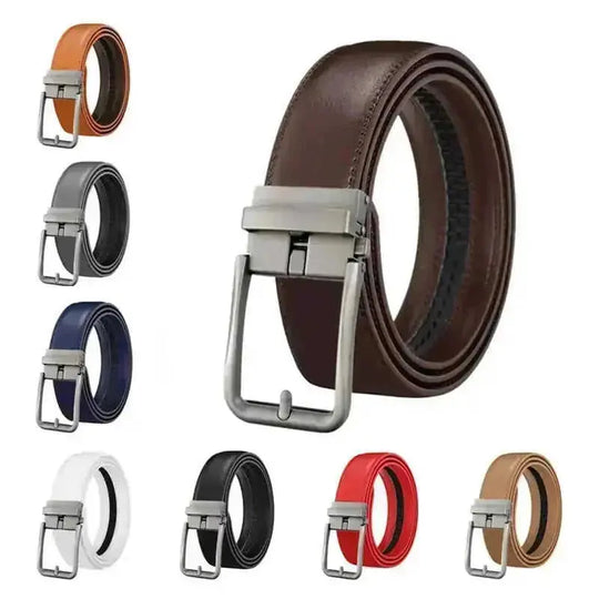 genuine leather belt | automatic buckle mechanism | stainless steel buckle | energy saving