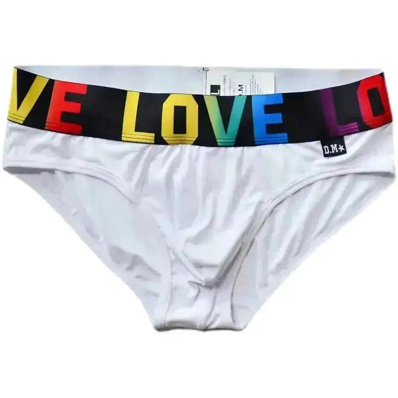 low waist mens briefs | solid color underwear | rainbow letter print | energy saving