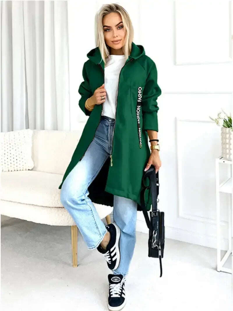 Women's Zip-Up Hoodie Brushed Fleece Jacket Long Sleeve Meifu Market