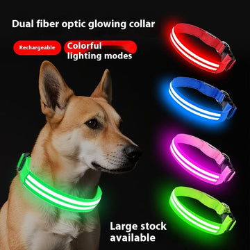 Shiny Dog Collar Double Fiber Pet Night Collar Meifu Market