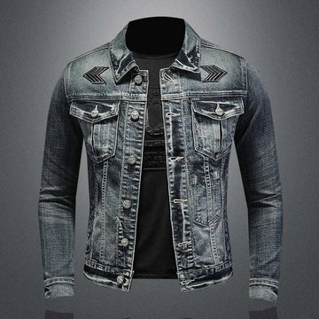 stretch denim jacket for men | slim fit denim jacket | lightweight stretch denim | ultrasonic cleaning