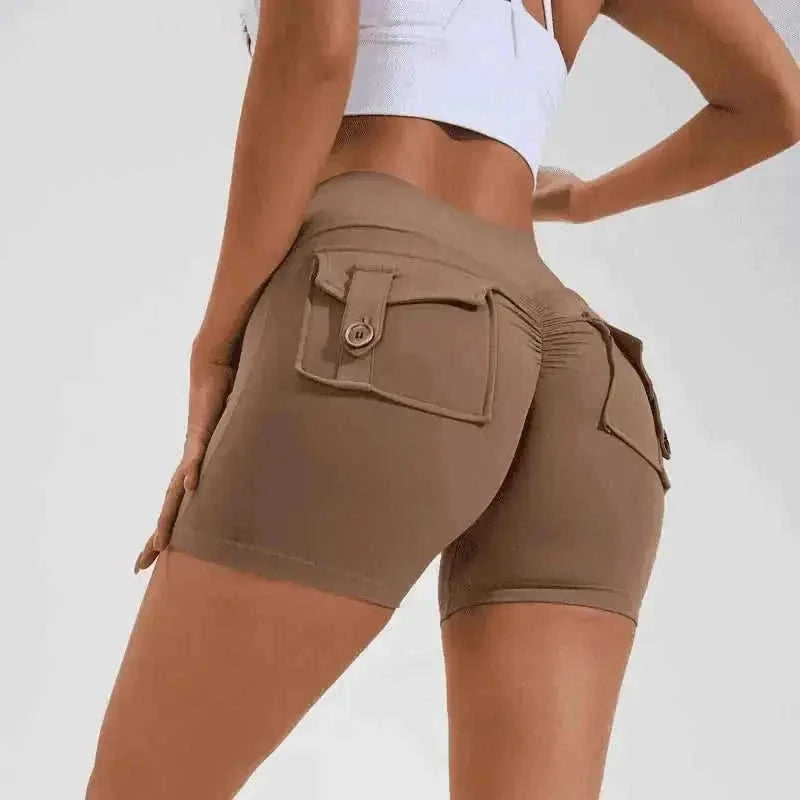 high-waisted compression shorts | quick-dry nylon fabric | 4-way stretch material | energy saving