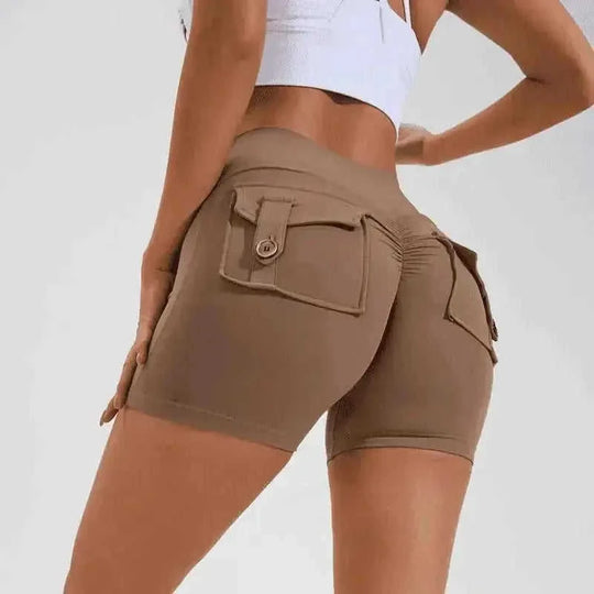 high-waisted compression shorts | quick-dry nylon fabric | 4-way stretch material | energy saving