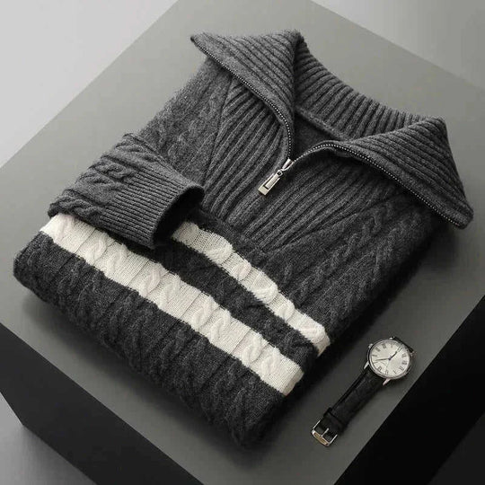 thickened zipper lapel sweater | high collar loose knit pullover | oversized winter sweater women | energy saving