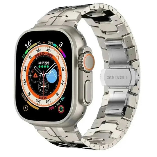 Bow Buckle Metal Smartwatch Band - Stainless Steel Strap for Apple Watch Series 8/7/6/SE - Premium iWatch Replacement Band - Meifu Market