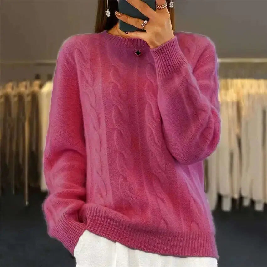Fashion Retro Cable-knit Pullover Sweater Women Meifu Market
