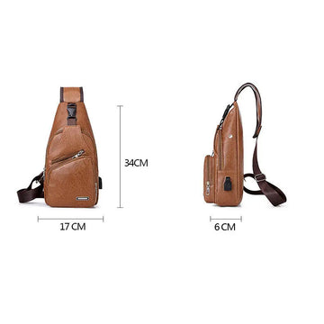 Casual Fashion Men's USB Charging Chest Bag meifu market