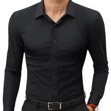 Full Elastic Force Shirt Men's Clothing Long Sleeve Shirt Meifu Market