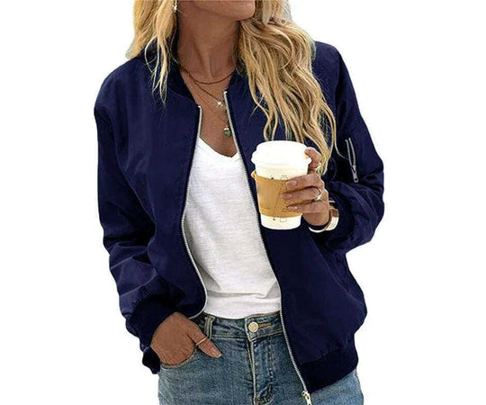 Women's Vintage Bomber Jacket - Casual Baseball Jacket with Zipper | Street Style Outerwear Meifu Market
