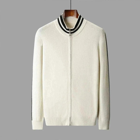 half-zip knitted sweater | slim-fit mens sweater | merino wool blend | energy saving