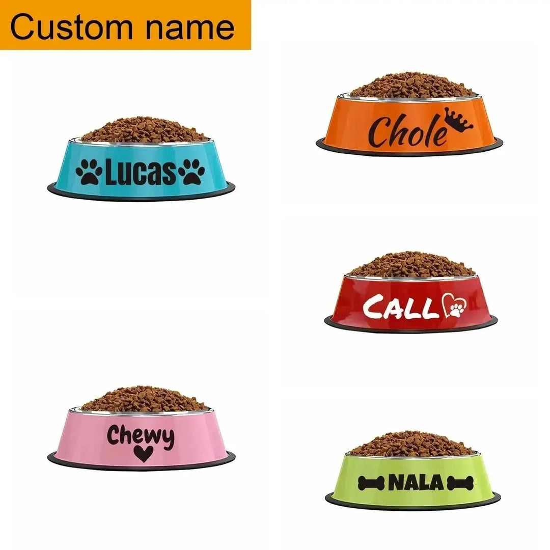 Customizable Stainless Steel Dog Bowl, Non-Slip Pet Food and Water Bowl with Personalized Name for Dogs Red-crown - color ...
