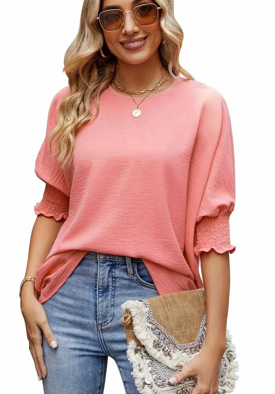 stretch cotton fabric | oversized fit t-shirt | elastic cuff sleeves | ultrasonic cleaning