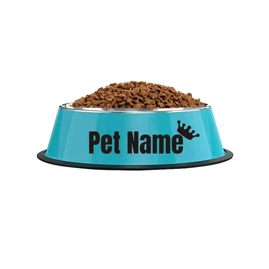 Customizable Stainless Steel Dog Bowl, Non-Slip Pet Food and Water Bowl with Personalized Name for Dogs Red-crown - availa...