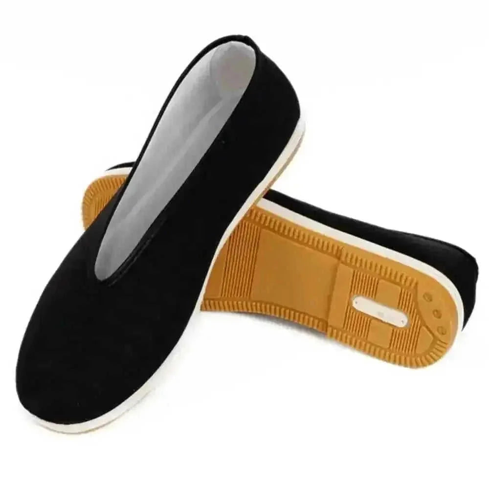 lightweight kung fu training shoes | mens tai chi practice footwear | breathable black cotton shoes | energy saving
