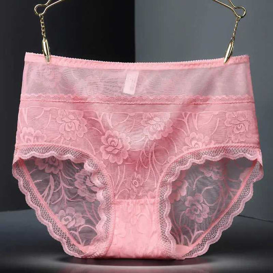 High Waist Hollow-out Lace Sexy Ladies Panties Breathable Traceless Sheath Cotton Stall Meifu Market