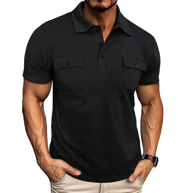moisture-wicking polo shirt | quick-dry fabric mens shirt | lightweight summer top with pockets | ultrasonic cleaning