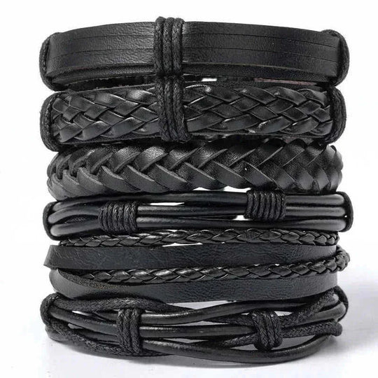 genuine leather bracelet | adjustable woven bracelet | multi-layer charm bracelet | energy saving