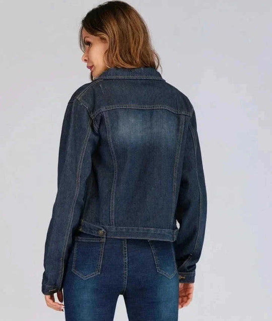 lightweight denim jacket | stretch denim fabric | cropped jean jacket | energy saving