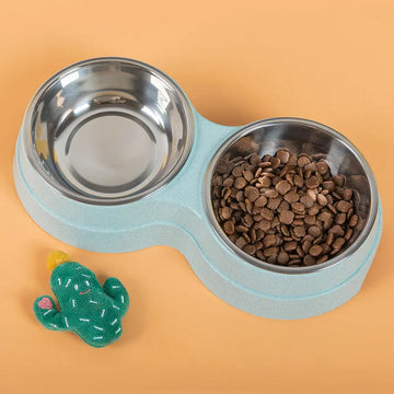 Double Pet Bowls Dog Food Water Feeder Stainless Steel Pet Drinking Dish Feeder Cat Puppy Feeding Supplies Small Dog Accessories Meifu Market